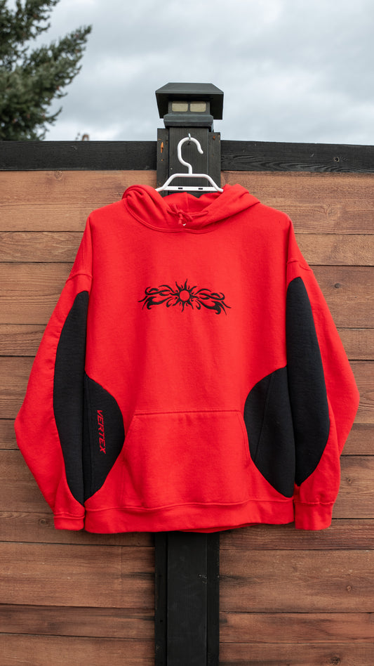Red & Black Paneled Hoodie