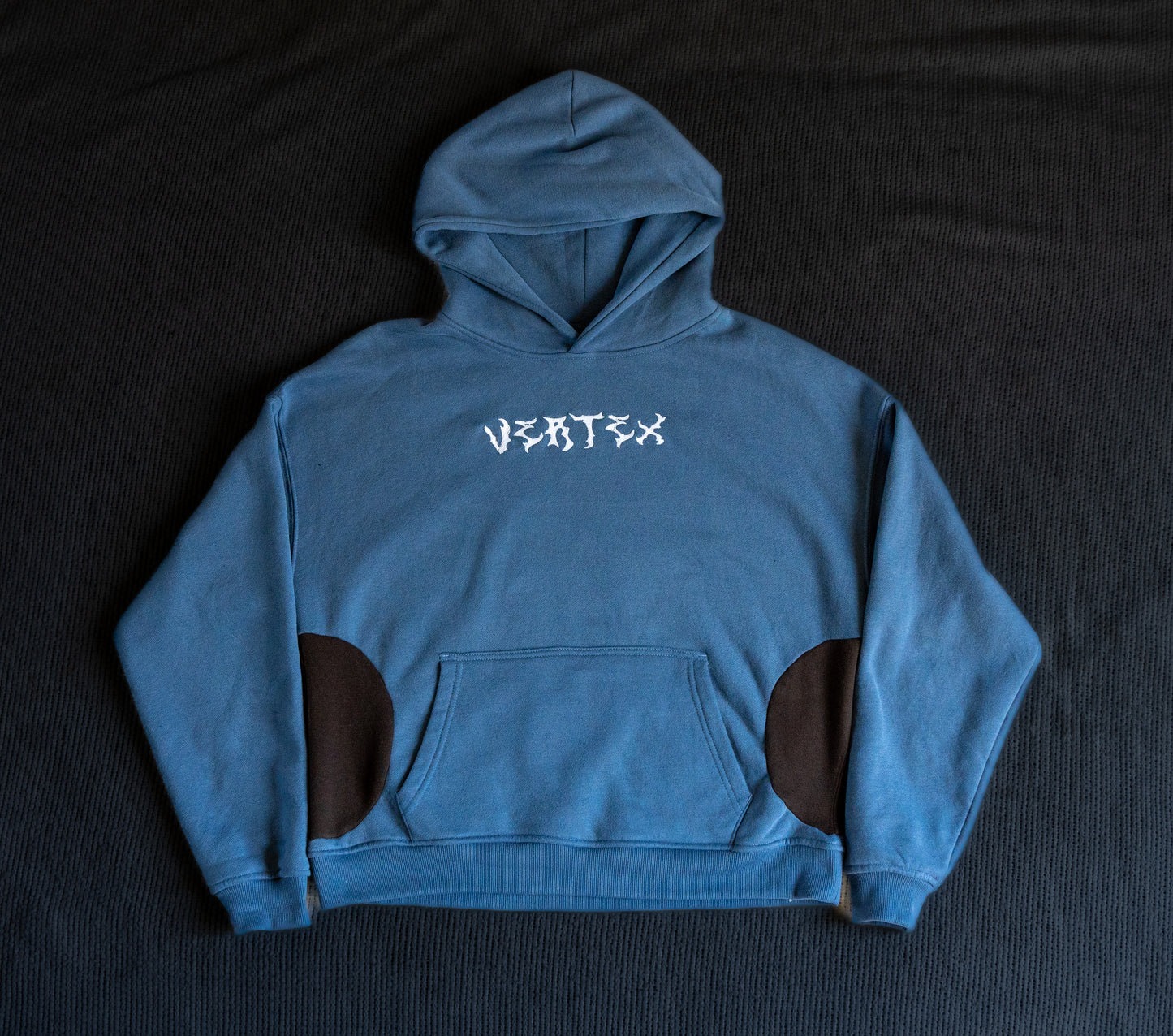Blue and Brown Paneled Hoodie