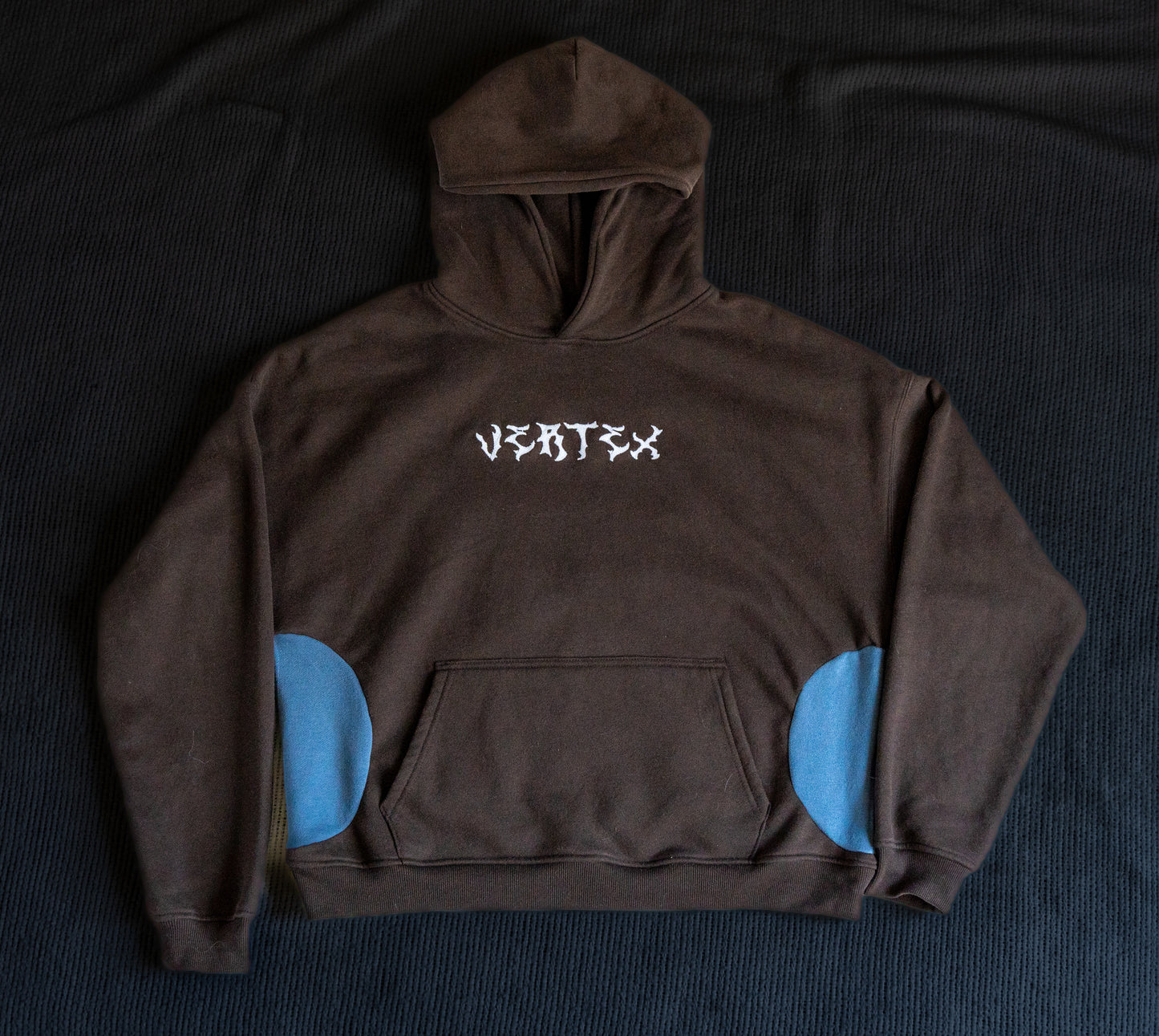 Brown and Blue Paneled hoodie