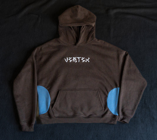 Brown and Blue Paneled hoodie