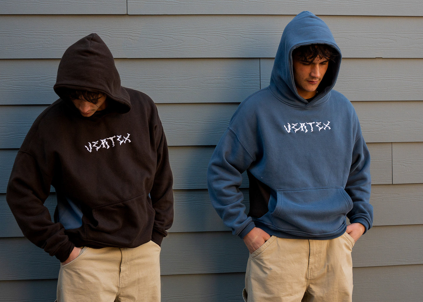 Brown and Blue Paneled hoodie